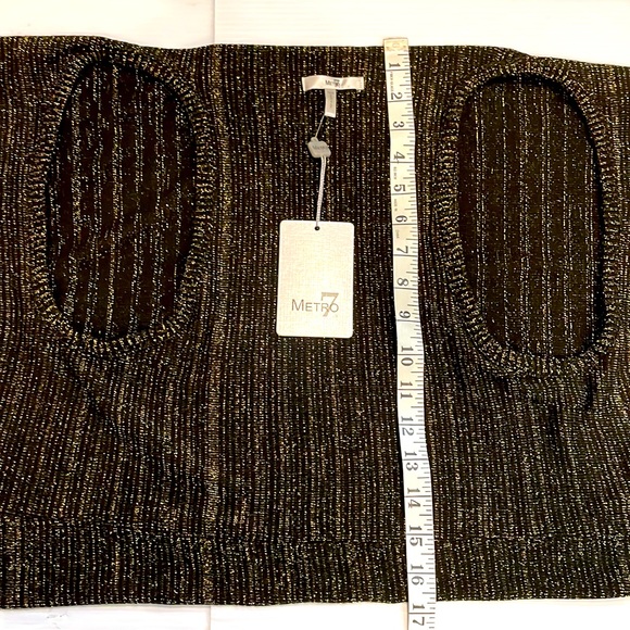 NWT Womens Black w/Metallic Threading Crop Evening Shrug open front Sweater S/M - Picture 13 of 16